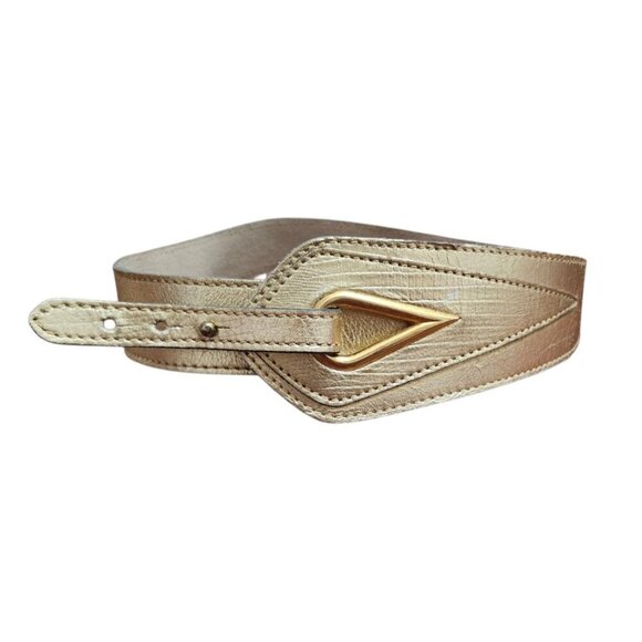 Calleron Adjustable Belt Women\'s Gold Leather Size M
